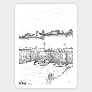 Harbour at Crail in Fife, on the East Coast of Scotland [ Digital Illustration] Sticker